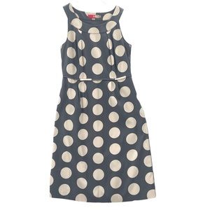 BODEN Gray White Polka Dot Sleeveless Dress Size US 8L 8 Tall